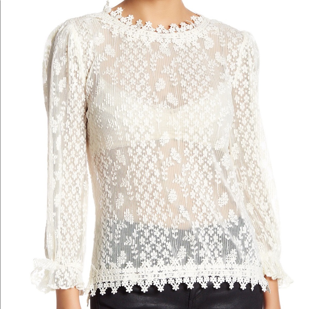 OOBERSWANK Long Sleeve Sheer Blouse Cream